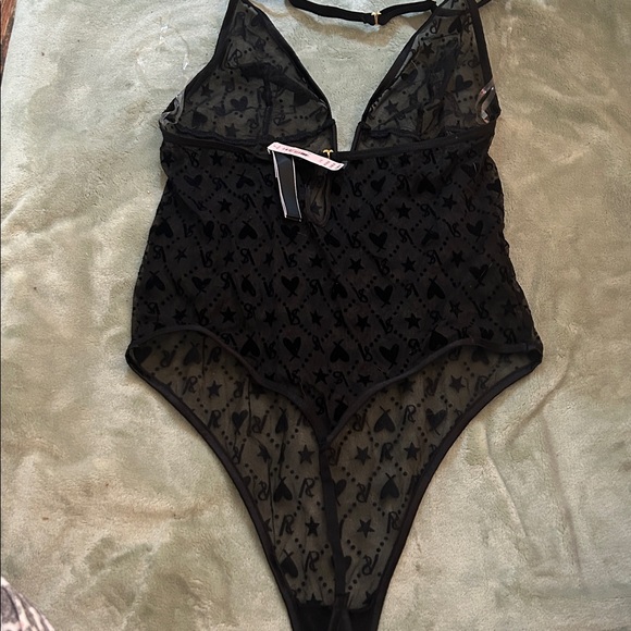 Victoria's Secret Black Sheer Bodysuit with Pattern - Picture 3 of 3